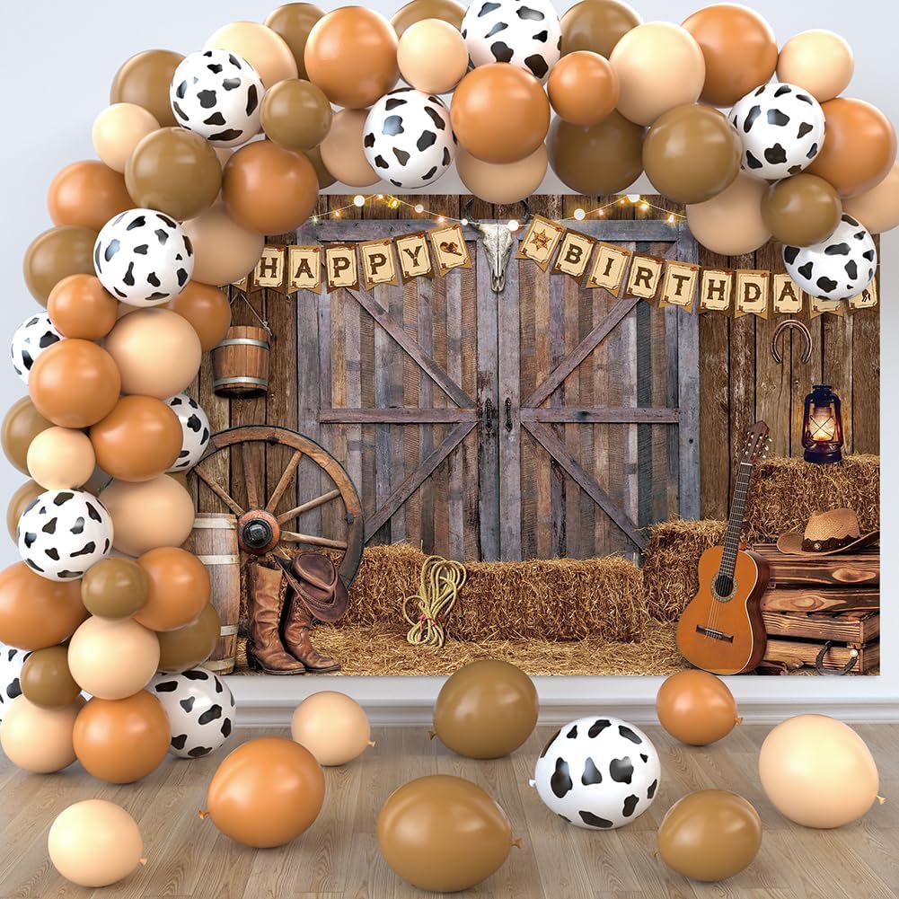Cowboy Birthday Party Decorations 65Pcs Balloons 1Pcs Backdrop