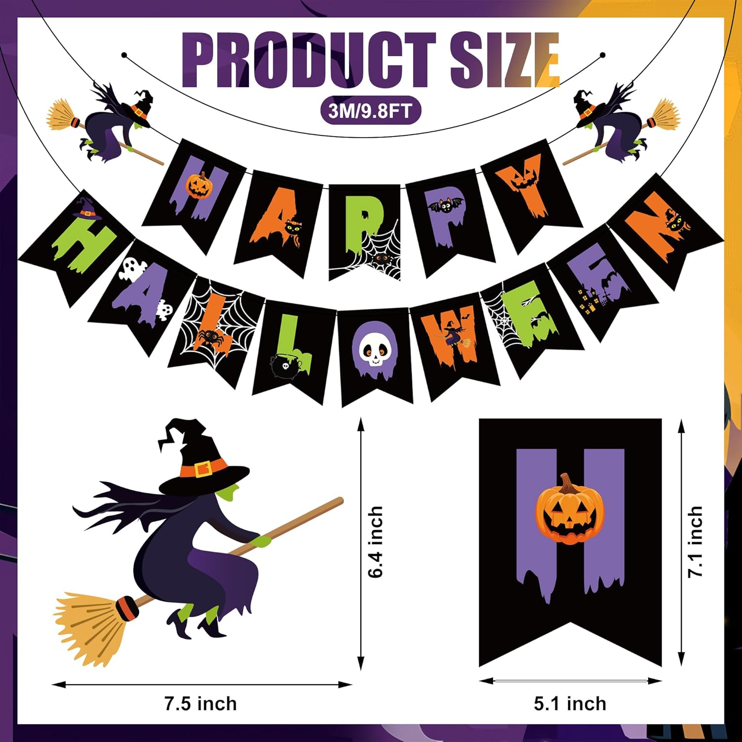 Halloween Party Decorations Happy Banner and Hanging Swirls
