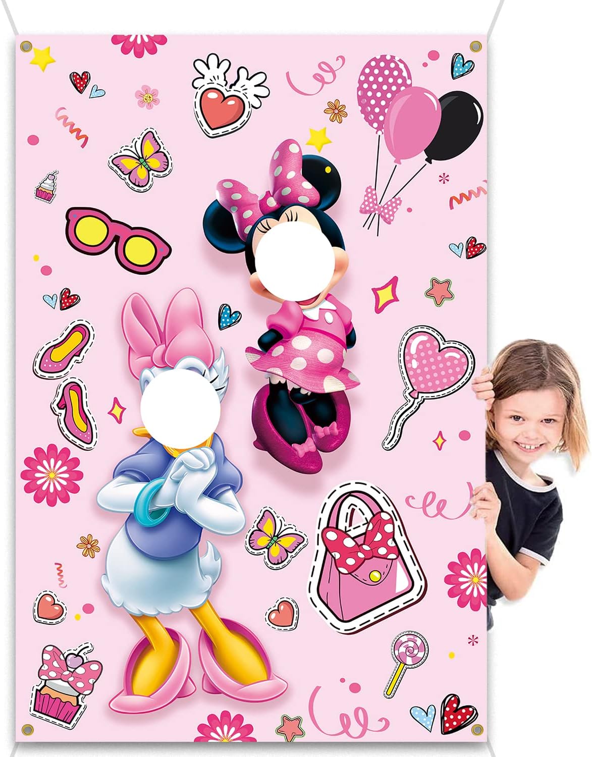 Funny Cartoon Mouse Face Photo Banner Backdrop for Parties