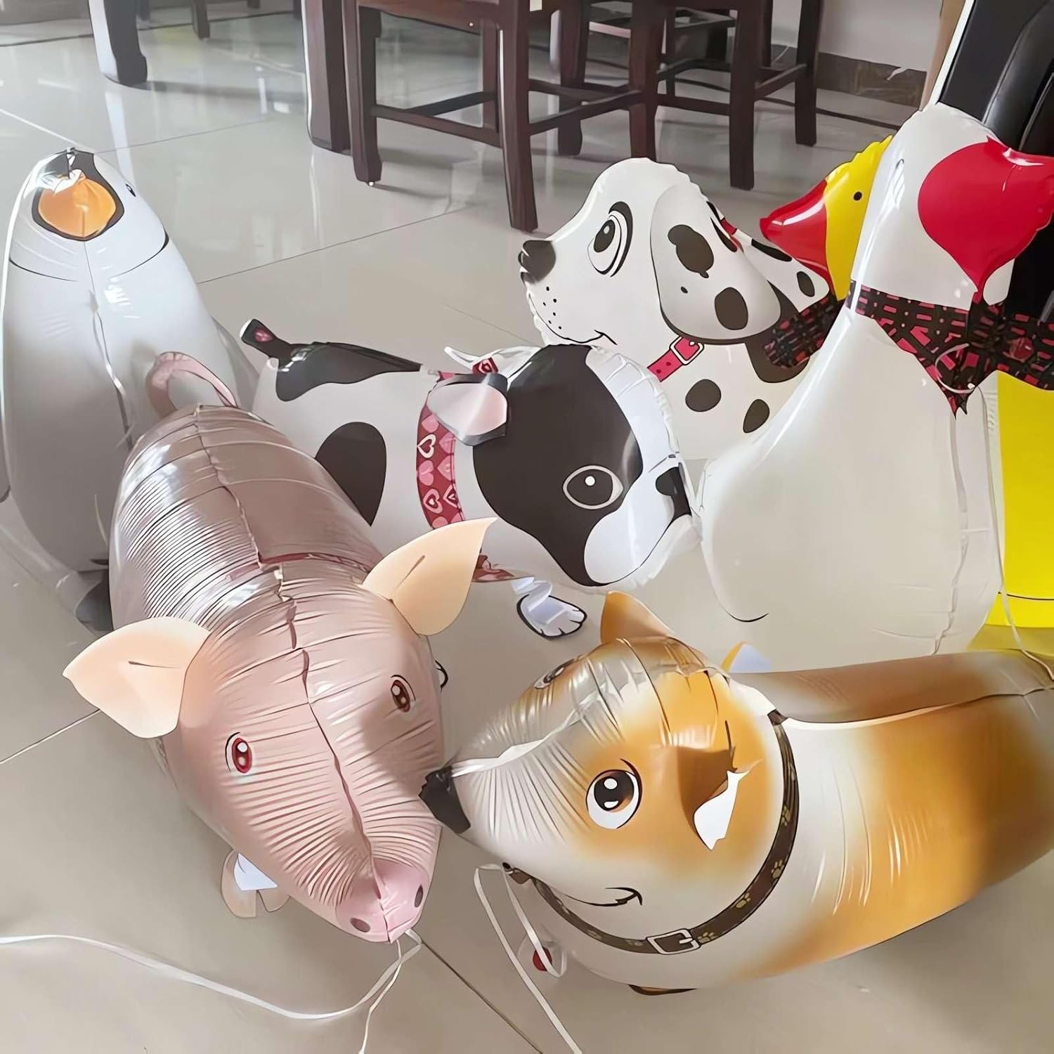 Walking Farm Animals Balloons Pack of 6 For Kids Party