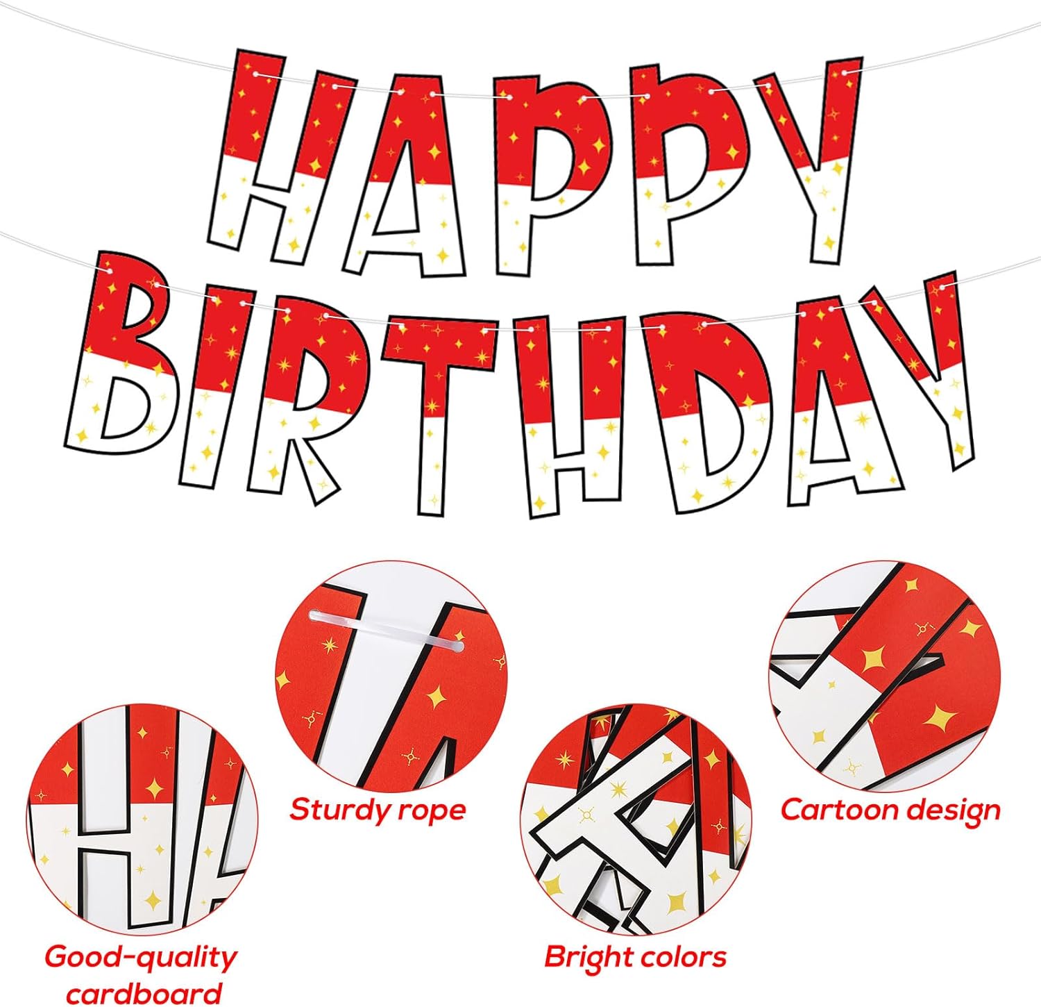 Cartoon Happy Birthday Banner with Hanging Guide Needle