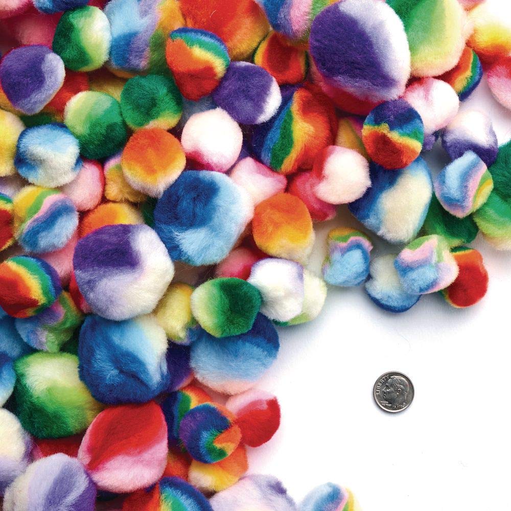 Colorations Rainbow Striped Pom-Poms 180 Pieces