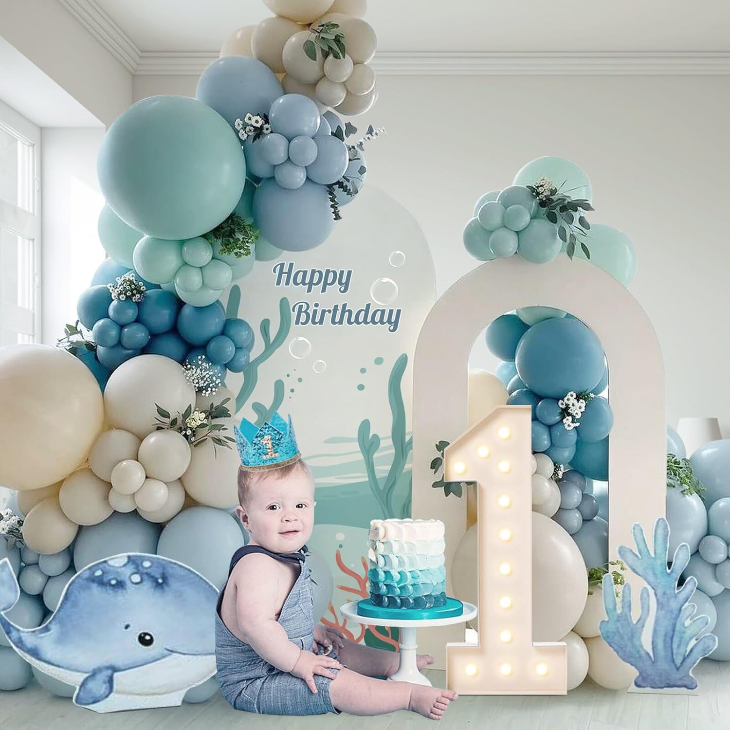 147pcs Ocean Themed Balloons Garland Arch Kit