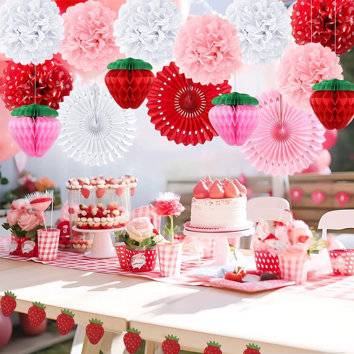 TRBSXRT 24 Pcs Strawberry Party Decorations Set
