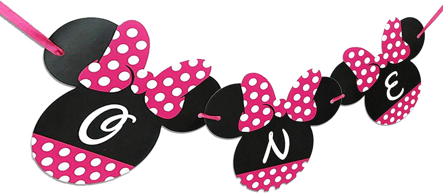 Minnie Mouse First Birthday Banner 8x8 Inches