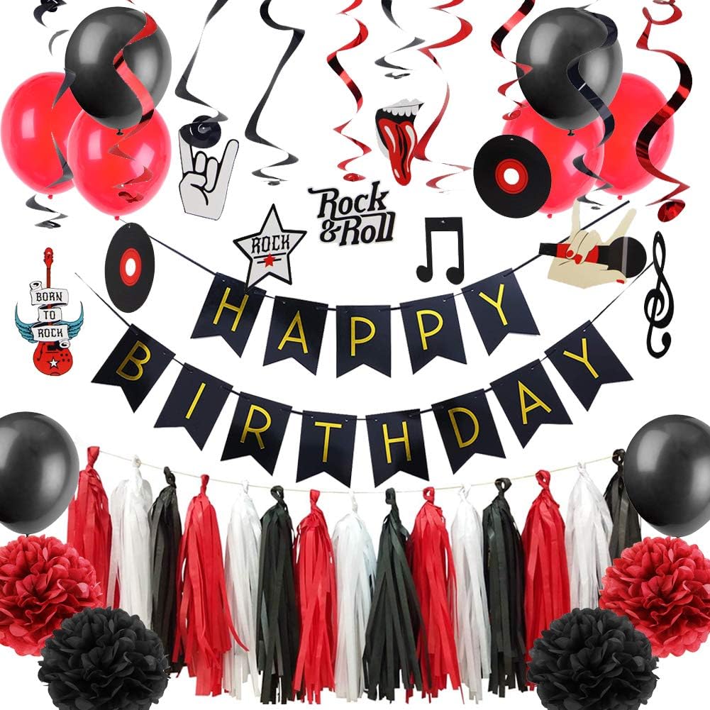 Rock and Roll Birthday Party Decoration 40pcs Easy Joy