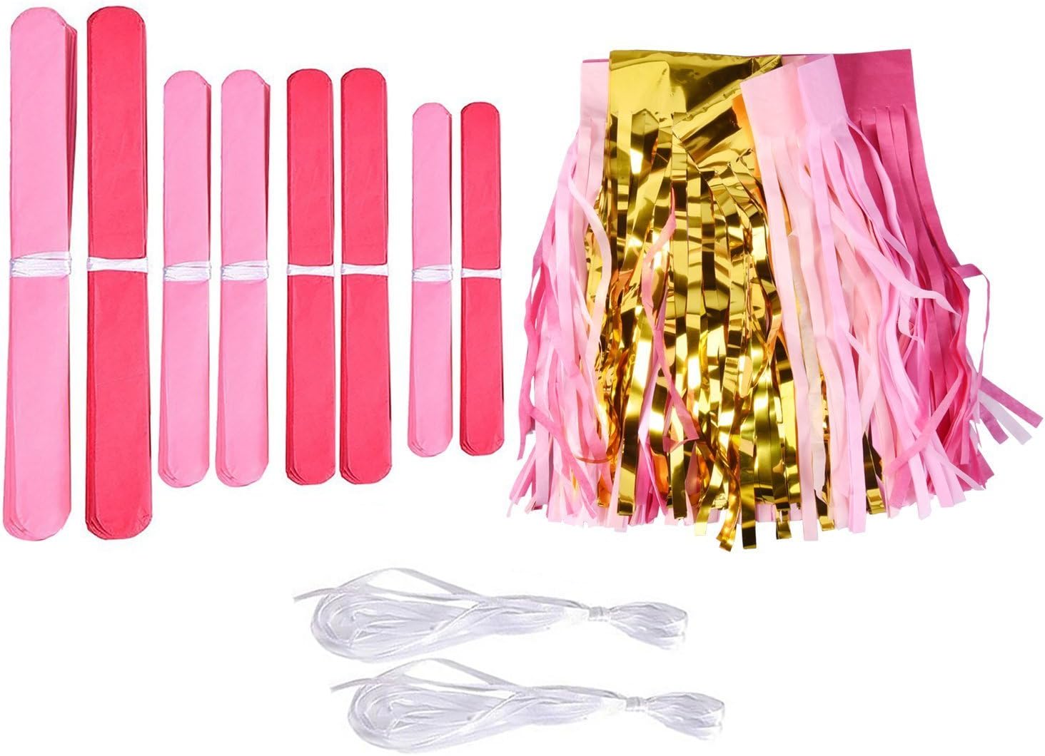 28 Ct Hot Pink Gold Tissue Hanging Decorations Set