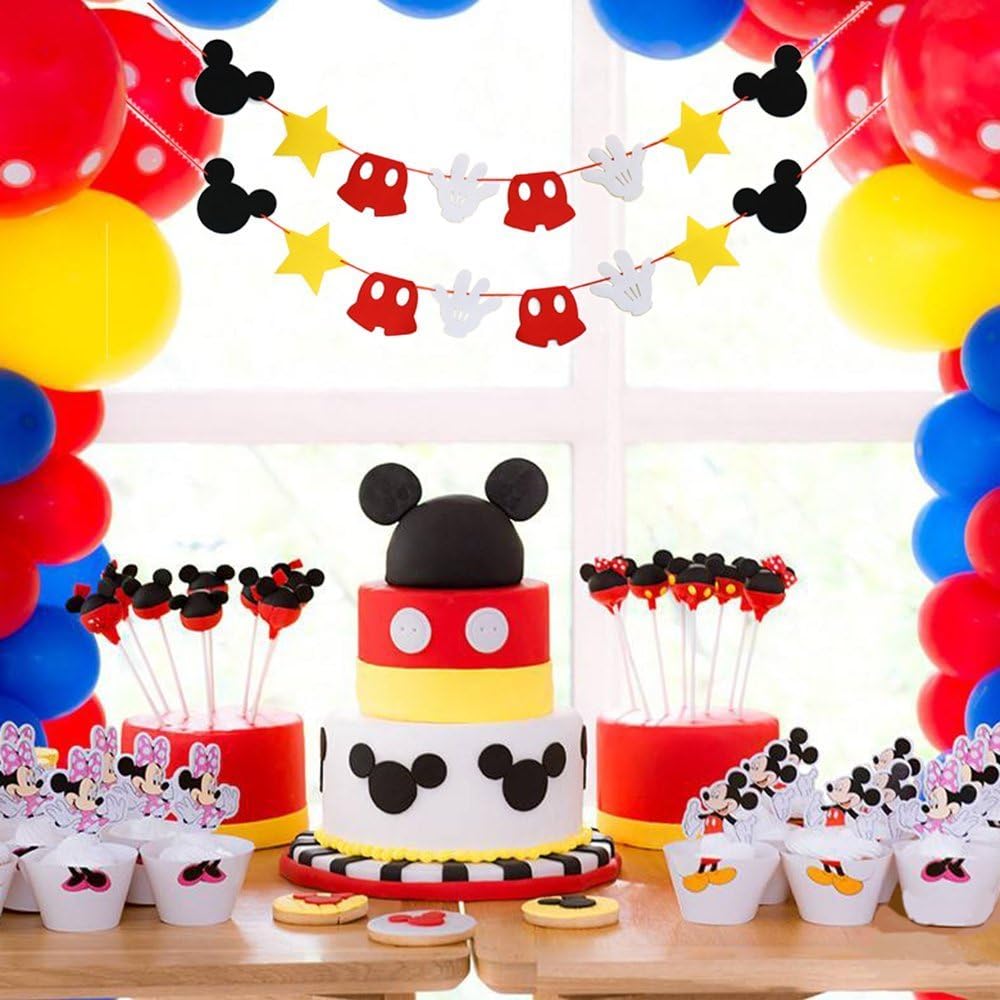 Mickey Mouse Themed Felt Garland for Birthday Decorations
