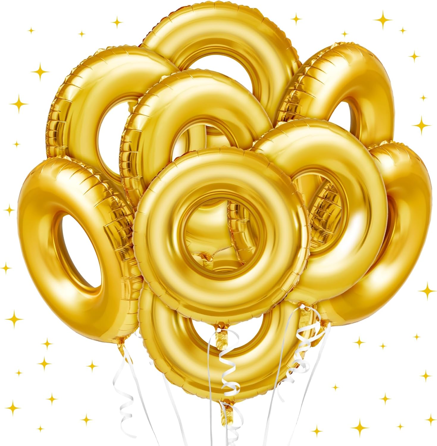 6 Pack Gold Ring Foil Balloons for Birthday Decorations