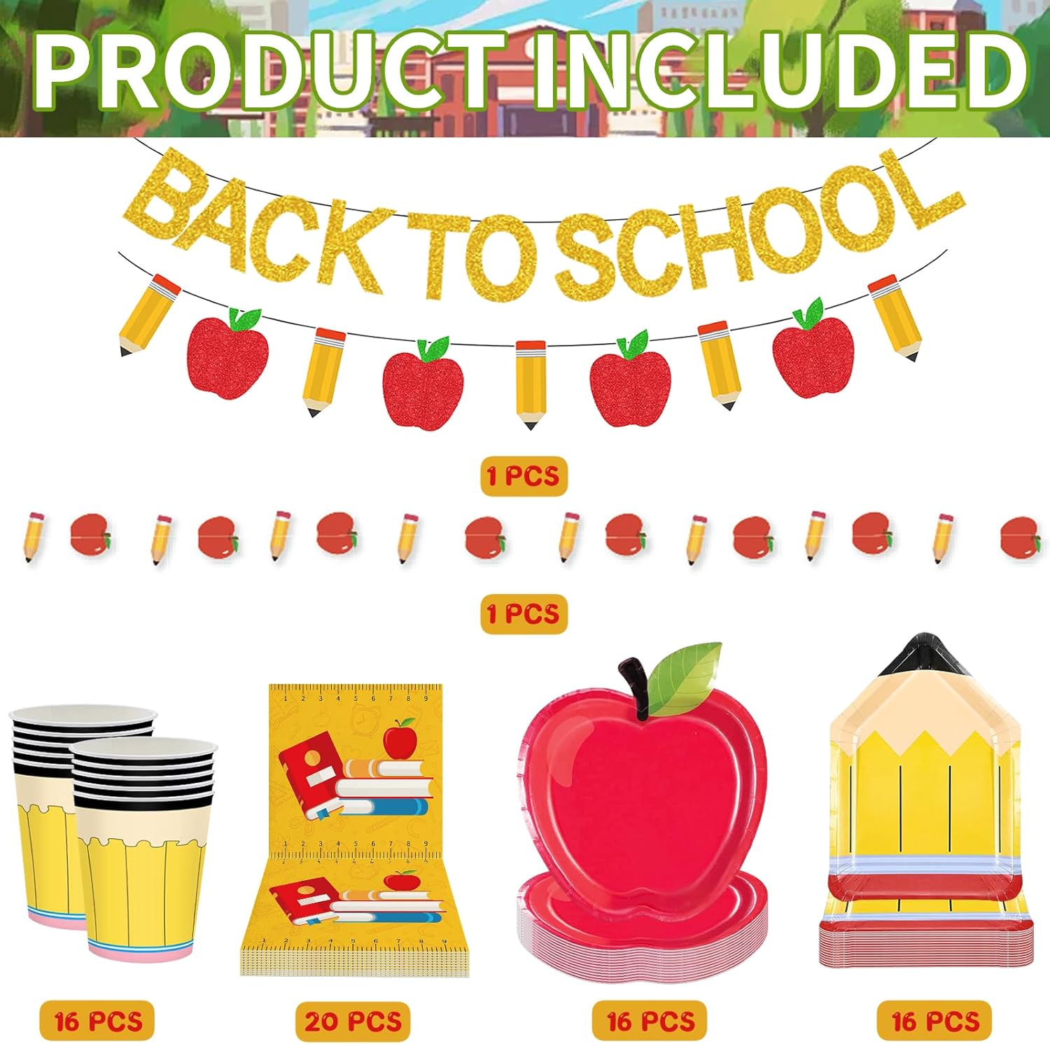 Back to School Party Set with 72 Pieces