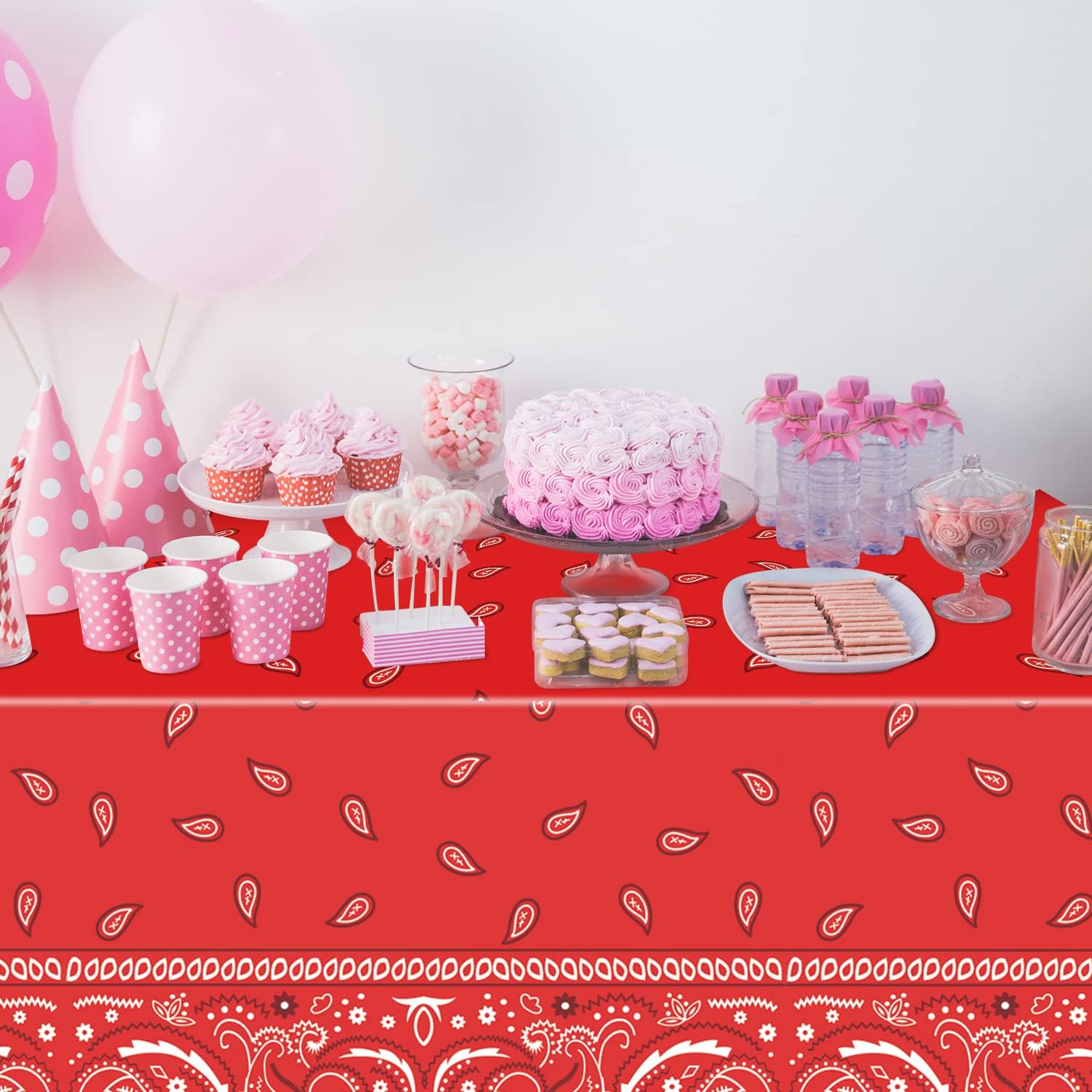 6PCS Red Bandana Tablecloths for Western Party