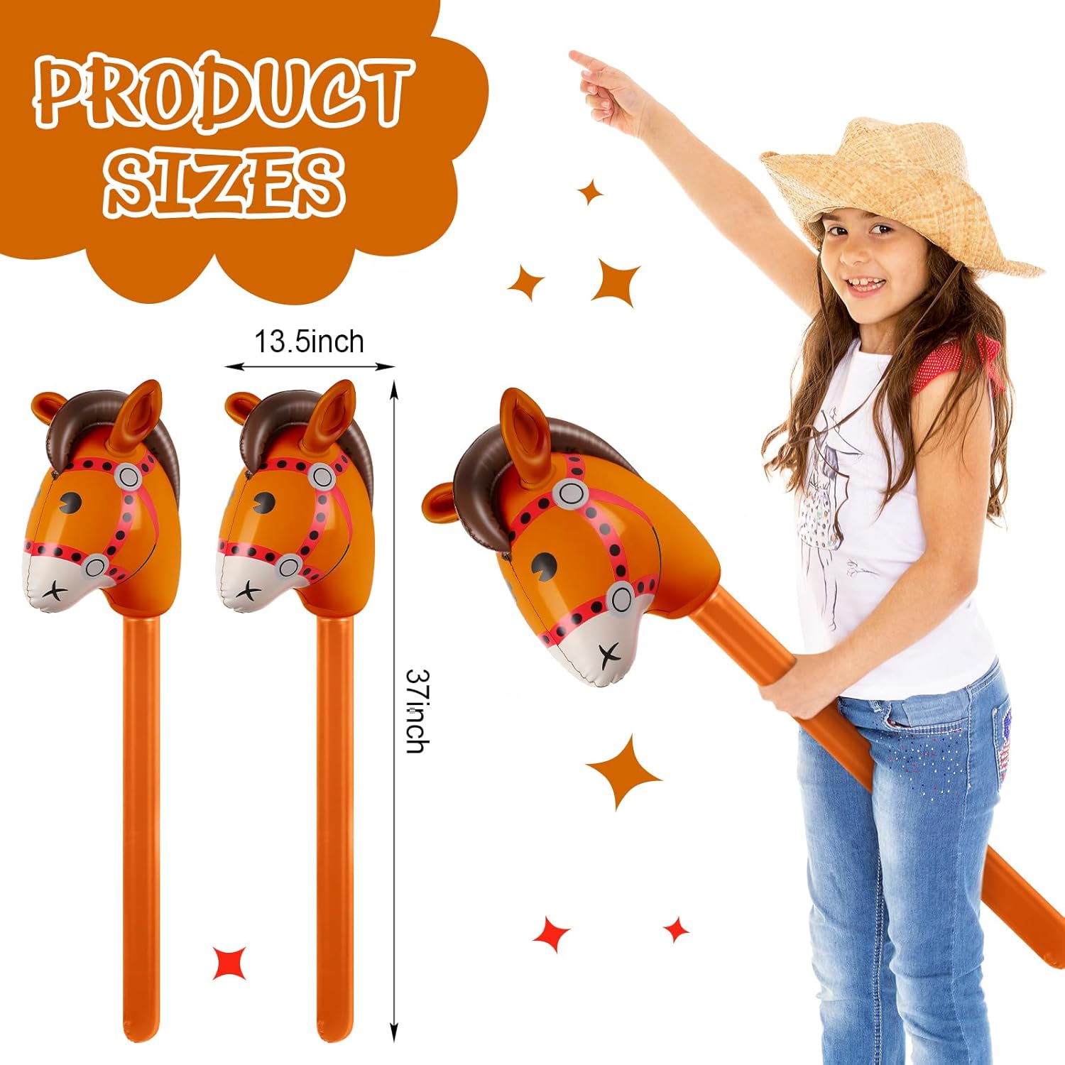 Chivao 12 Piece Inflatable Stick Horse Balloon