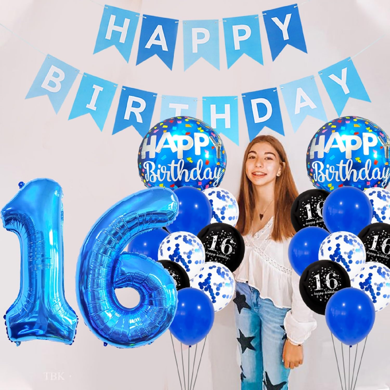 Blue 9th Birthday Balloons Decorations for Kids