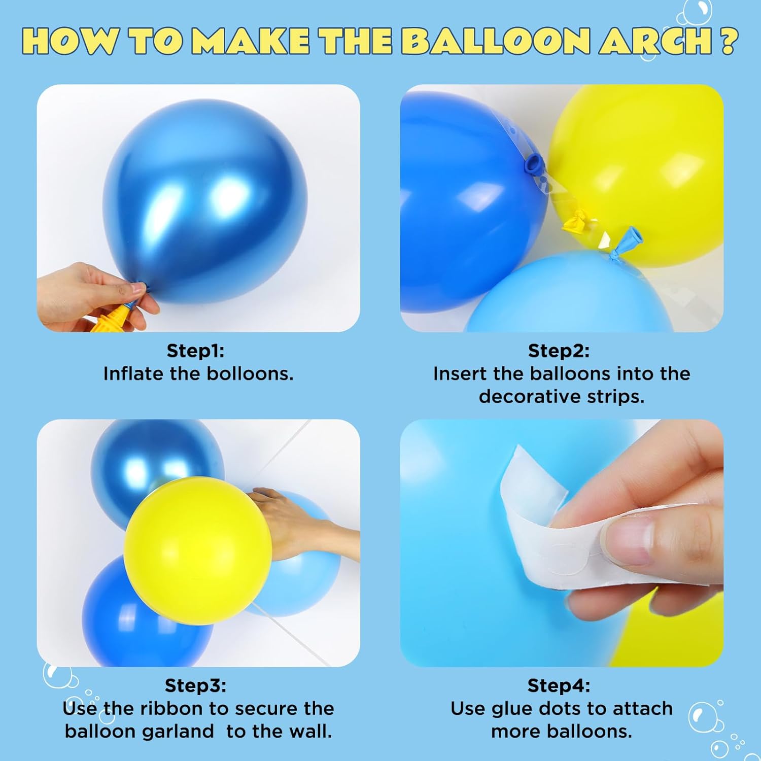 147pcs Cartoon Sponge Balloon Arch Kit Birthday Decorations
