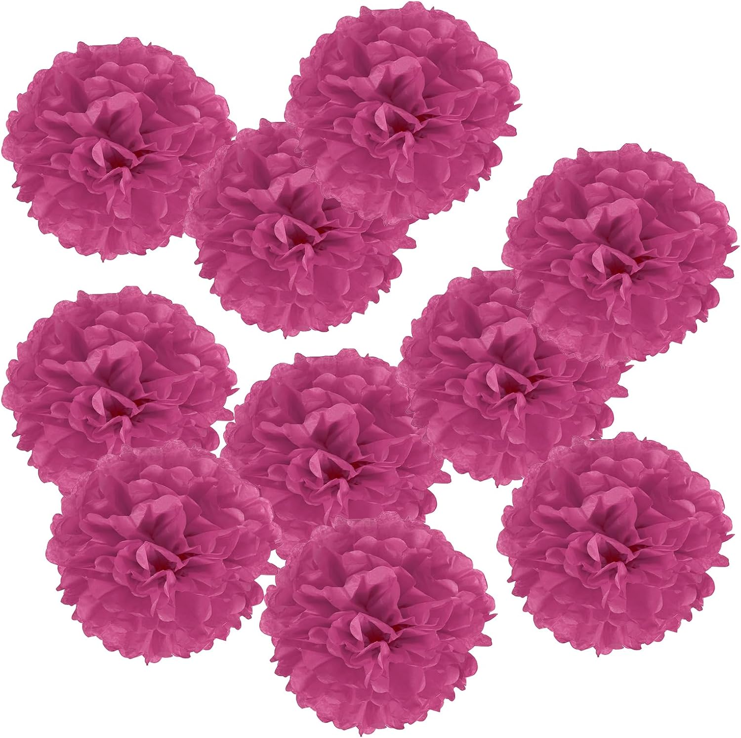 PATIKIL 8 Inch Fuchsia Tissue Pom Poms 10 Pack