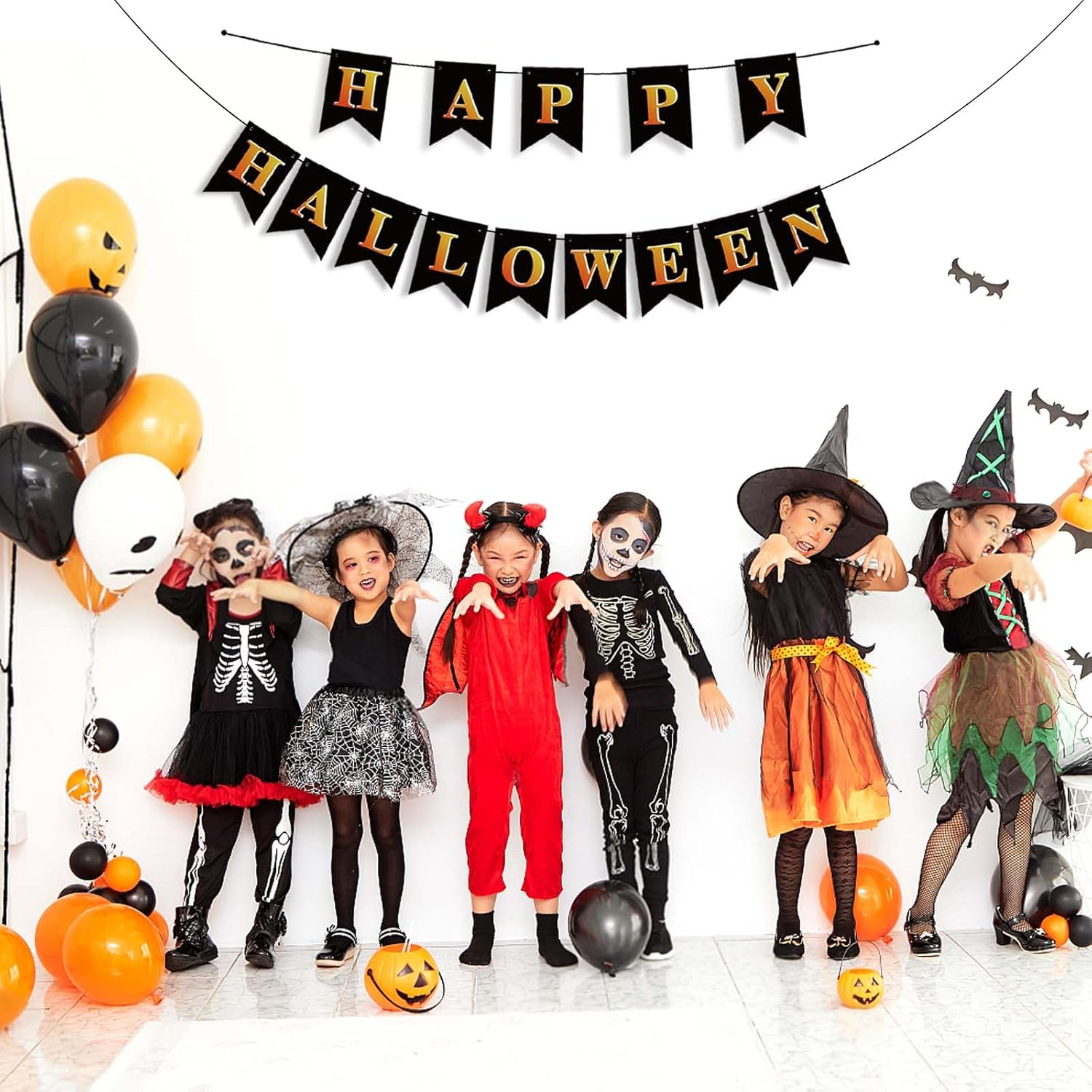 Happy Halloween Black Banner for Party Decorations