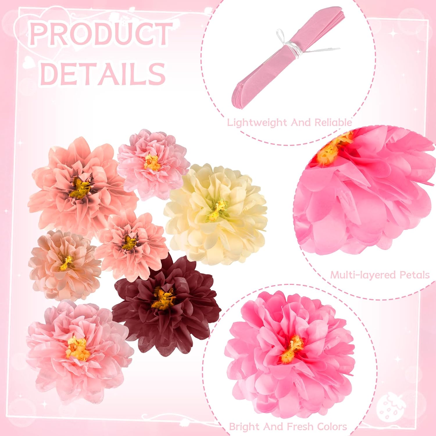 12 Pcs Large Mexican Tissue Flowers 20 8 Fiesta Decorations