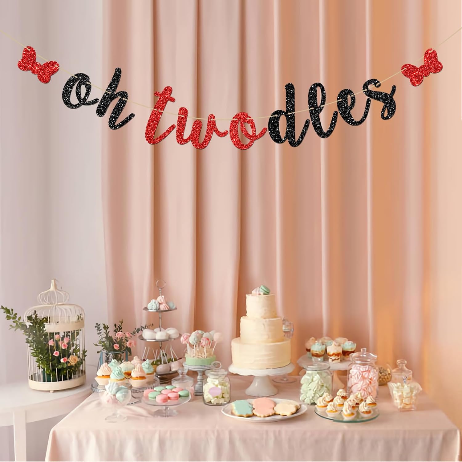 INNORU 2nd Birthday Banner with Glitter Letters