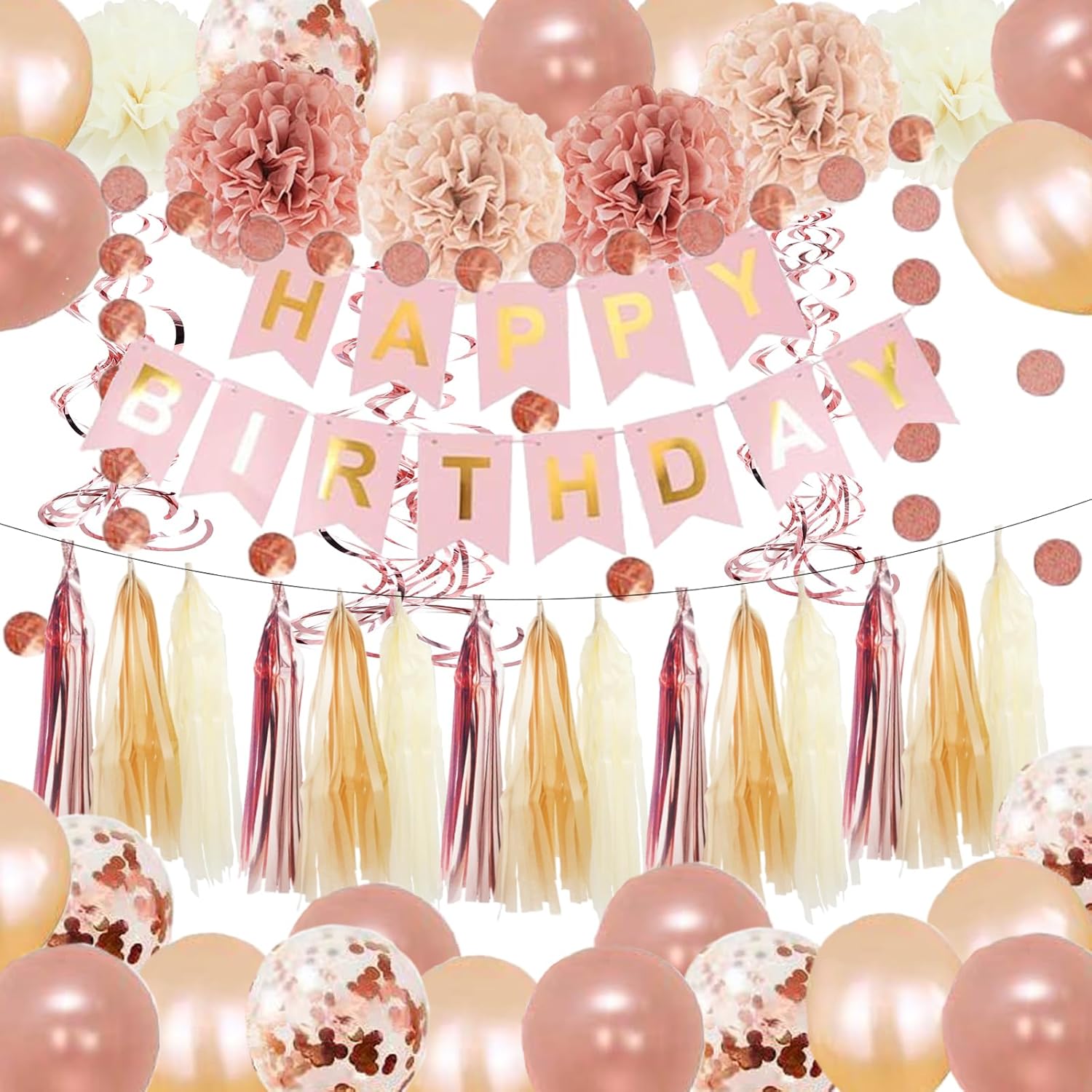 MYUPDALIN Gold Birthday Decorations Set for Women Girls