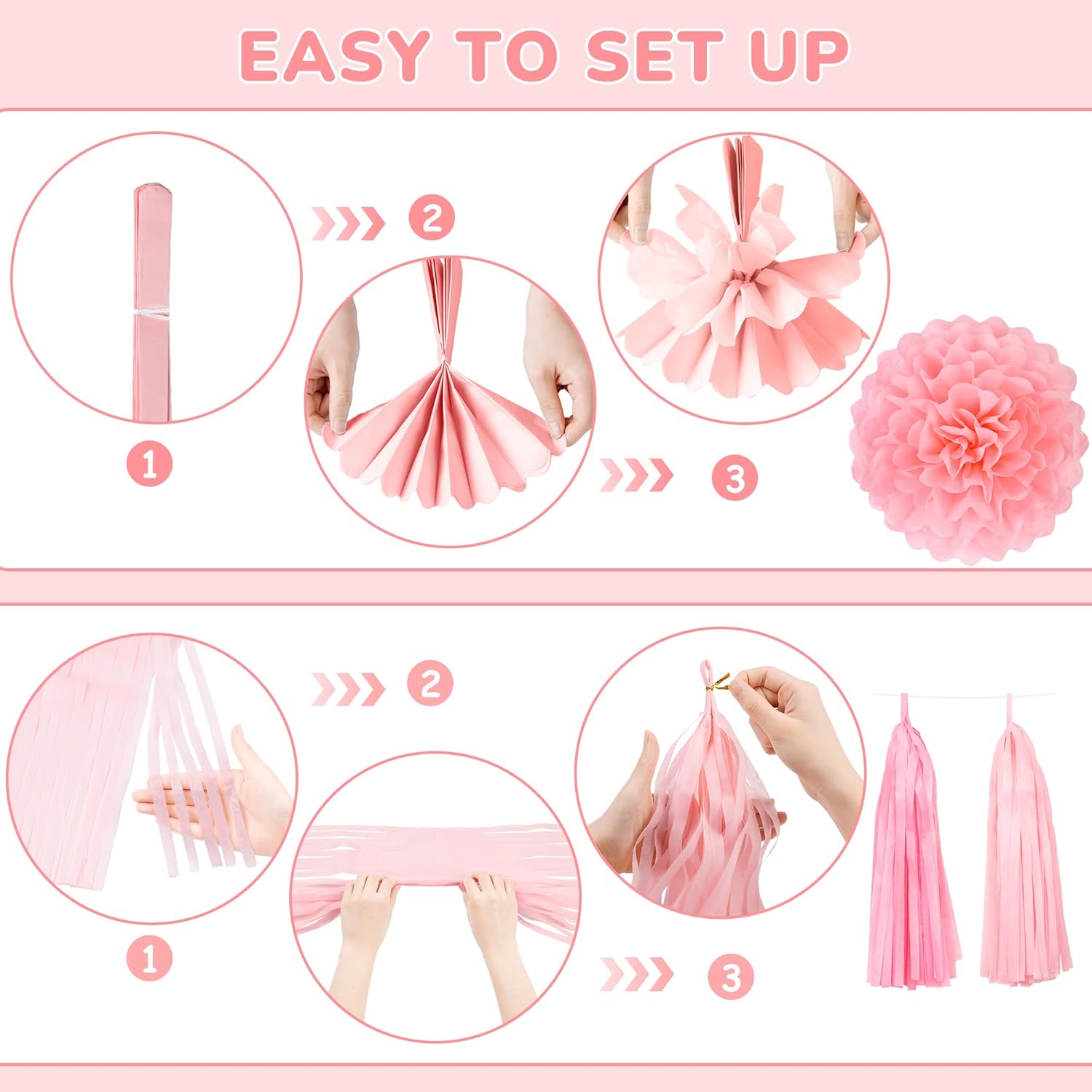 Kriyokiaa 43 Pcs Pink Baby Shower Decorations Set