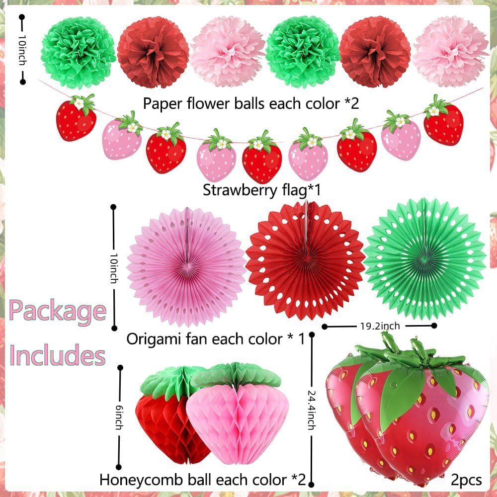 Coaroly Strawberry Party Decorations Set