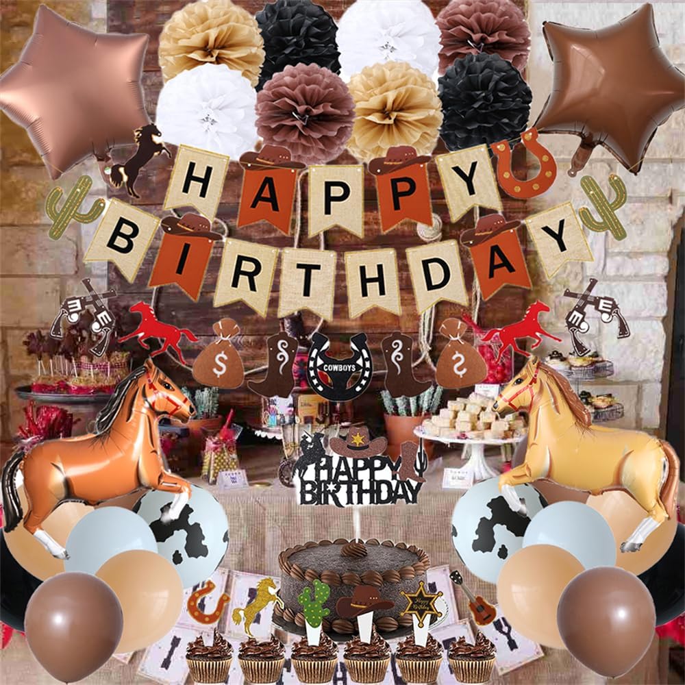 Western Cowboy Birthday Party Decorations Set