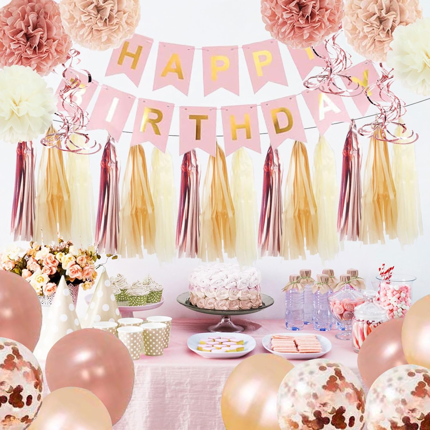 MYUPDALIN Gold Birthday Decorations Set for Women Girls