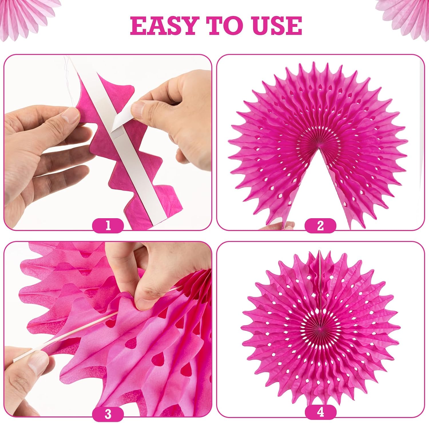 12Pcs Hot Pink Party Decorations Set