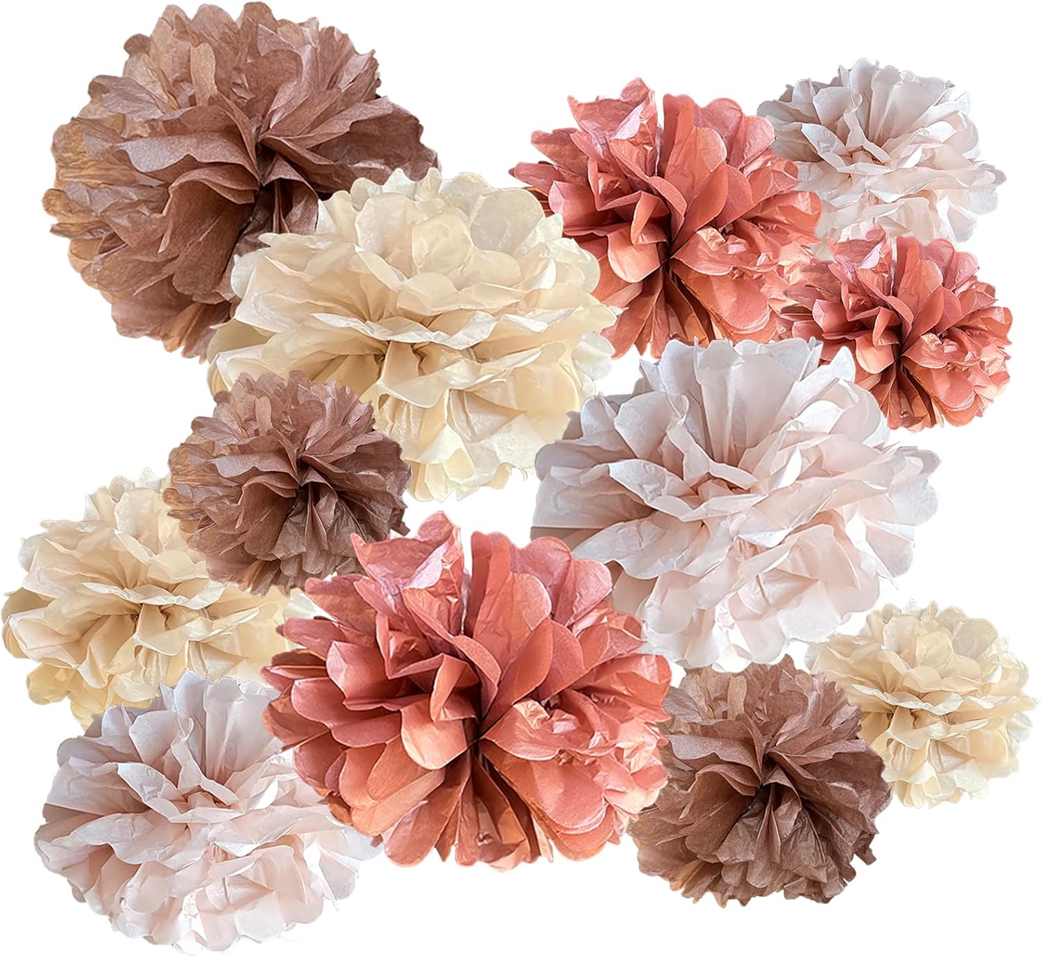 ZOOYOO Rose Gold Tissue Paper Pom Poms Set 12PCS
