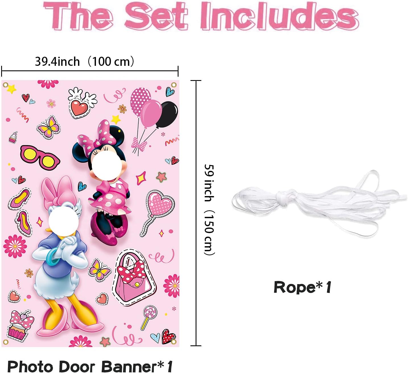 Funny Cartoon Mouse Face Photo Banner Backdrop for Parties