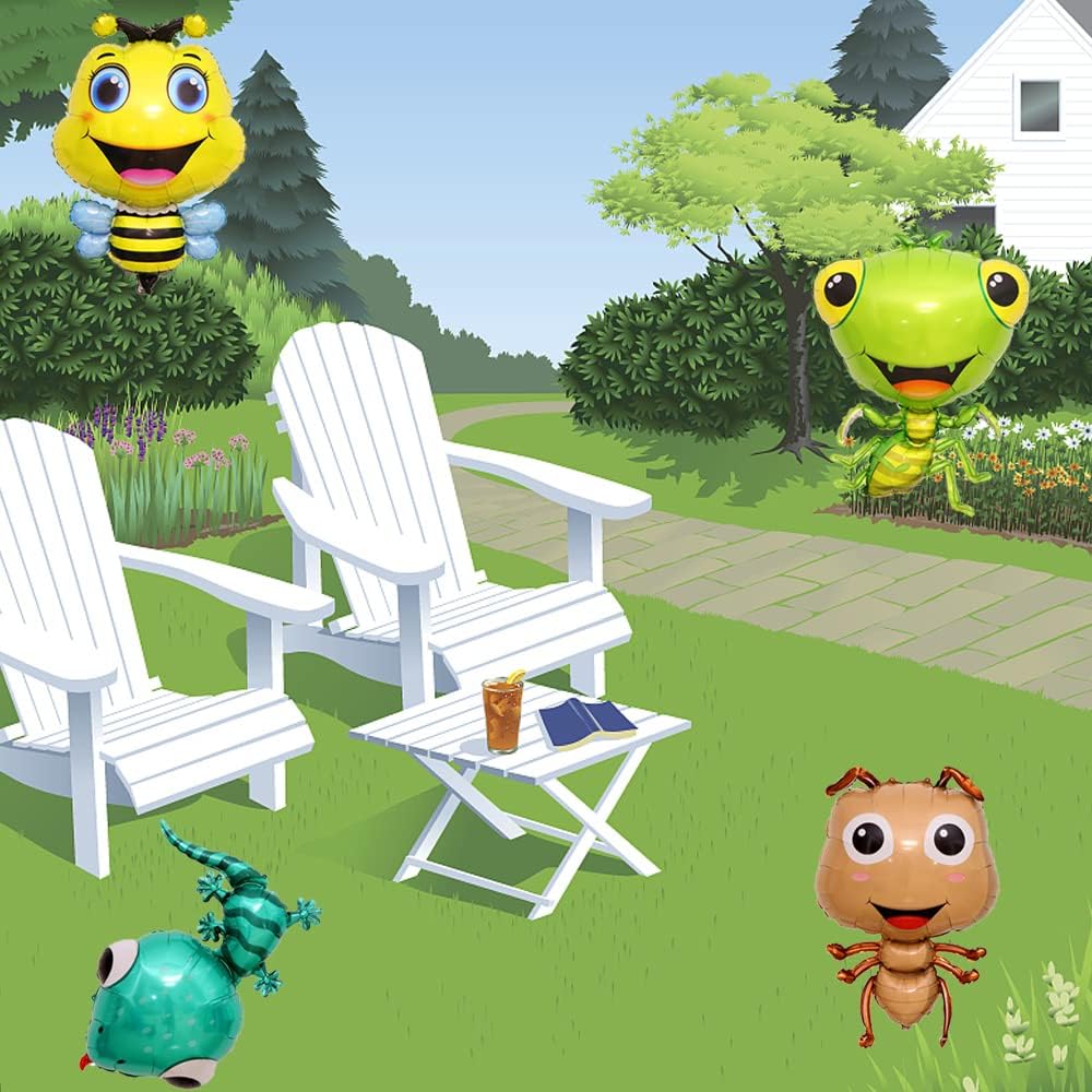 Insect Animal Balloons 4PCS Bee Gecko Ant Mantis
