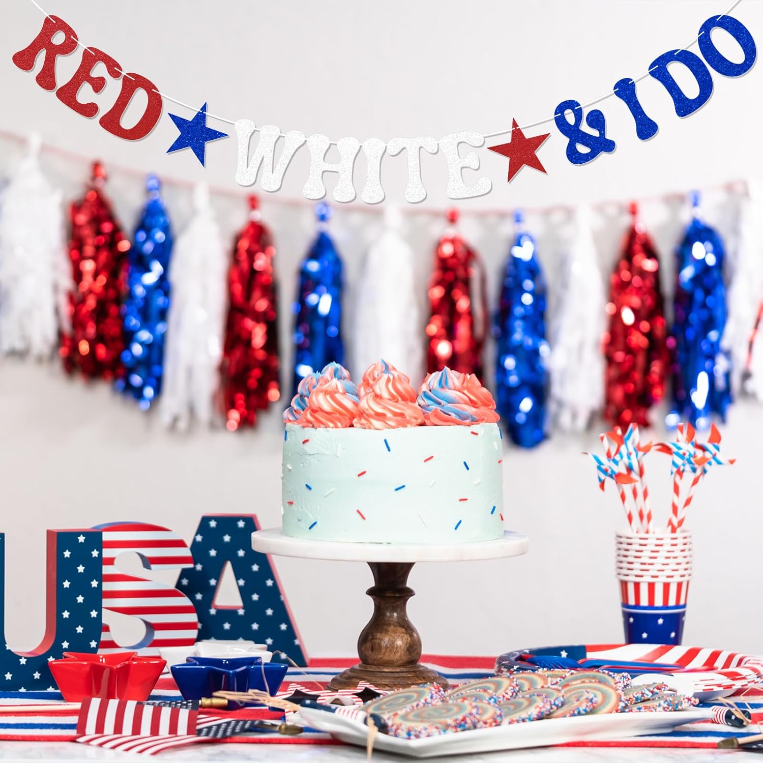 Red White I Do Patriotic Engagement Banner