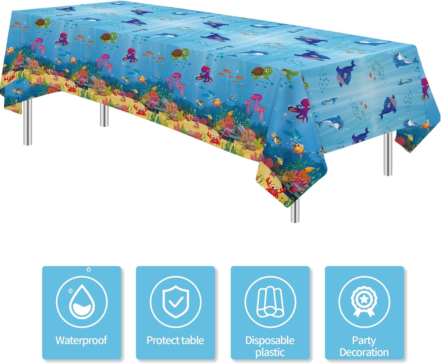 Under The Sea Party Decorations Tablecloth 3Pcs