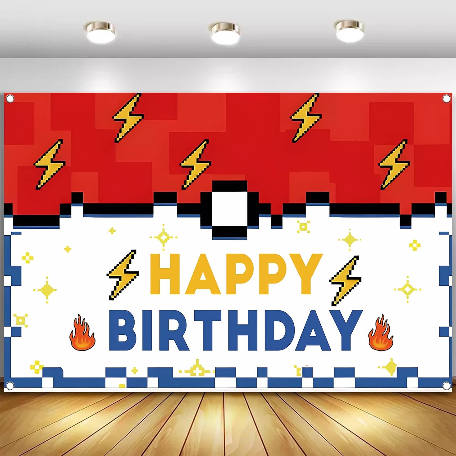 Yellow Lightning 5x3ft Birthday Backdrop for Party Decorations