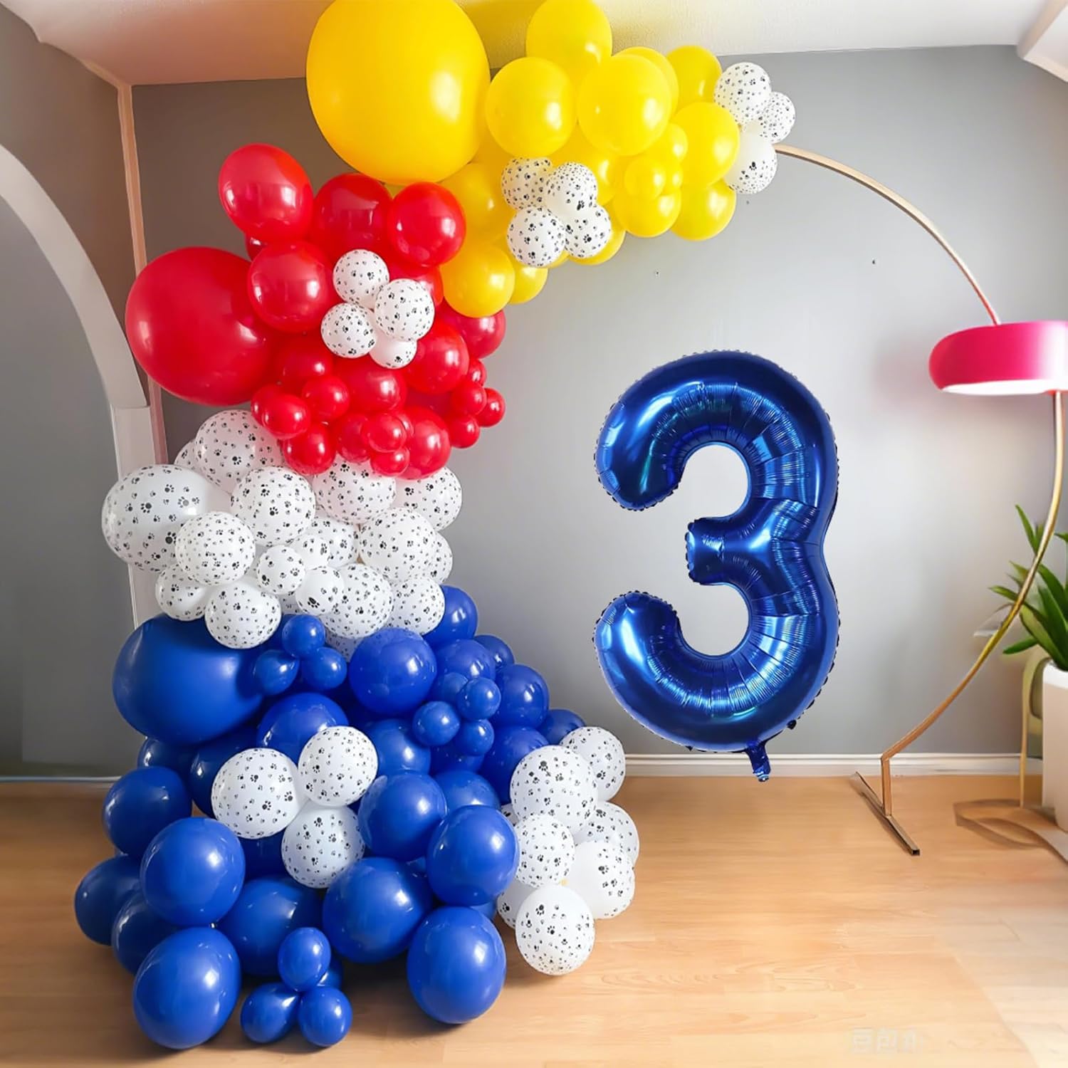 Dog Paw 3rd Birthday Balloon Arch Kit 40 Inch