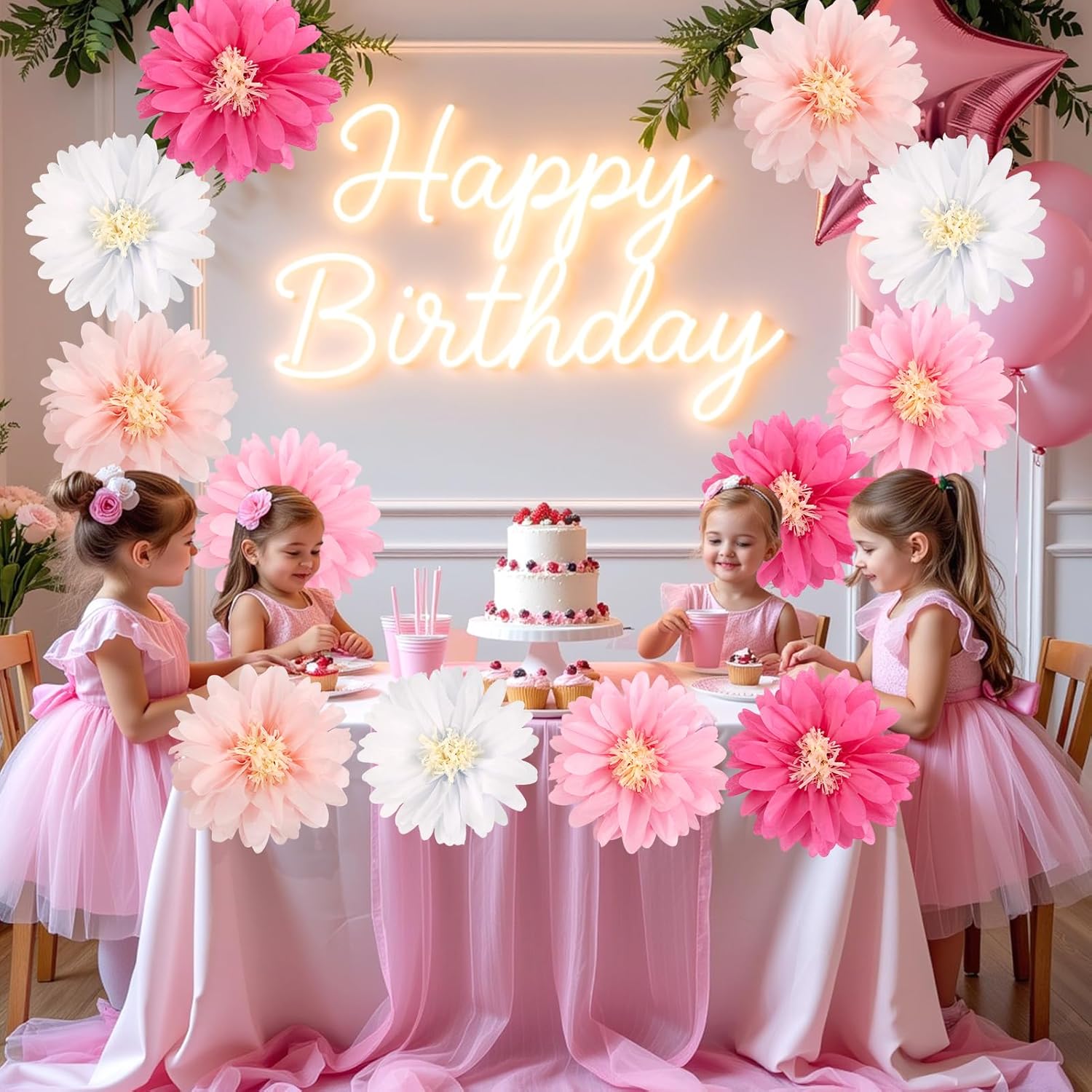 Easy Joy Daisy Tissue Paper Pom Poms Set