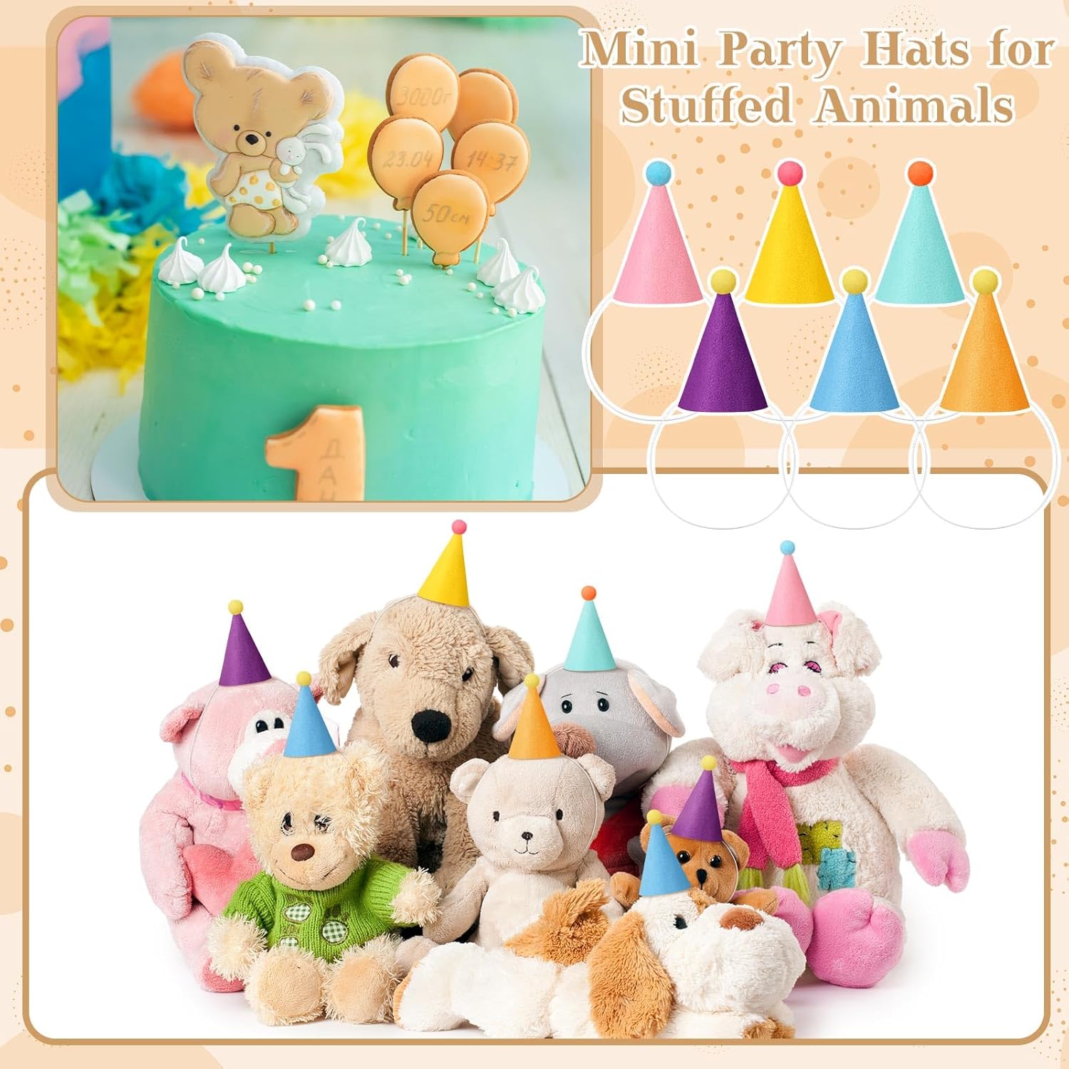 24 pcs Mini Party Hats for Stuffed Animals