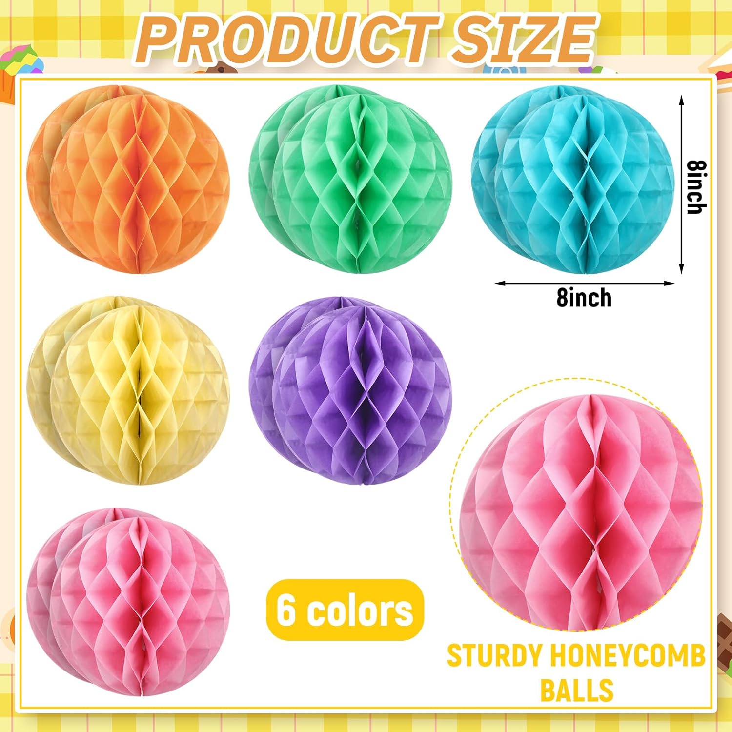 Affrolling 12 Pcs 8 Inch Pastel Honeycomb Balls Decoration Set