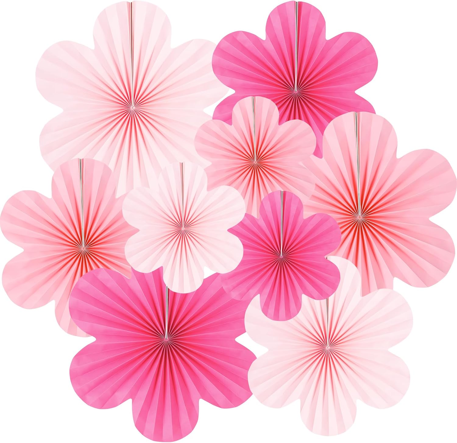 DODOKIM Pink Paper Fans Wall Decor Pack of 9
