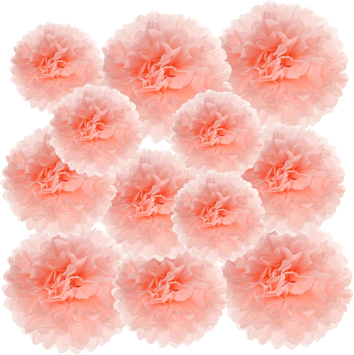 PATIKIL 468 Tissue Pom Poms Flowers 12 Pack Light Orange