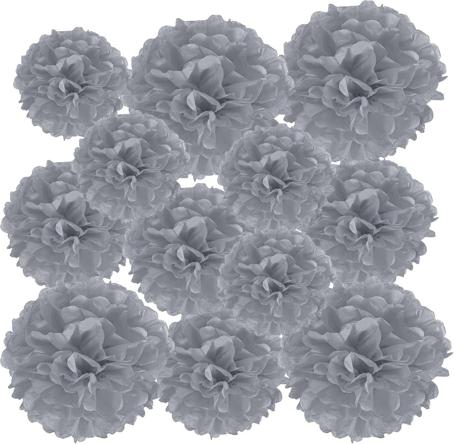 PATIKIL 4 6 8 Grey Tissue Pom Poms Flowers 12 Pack