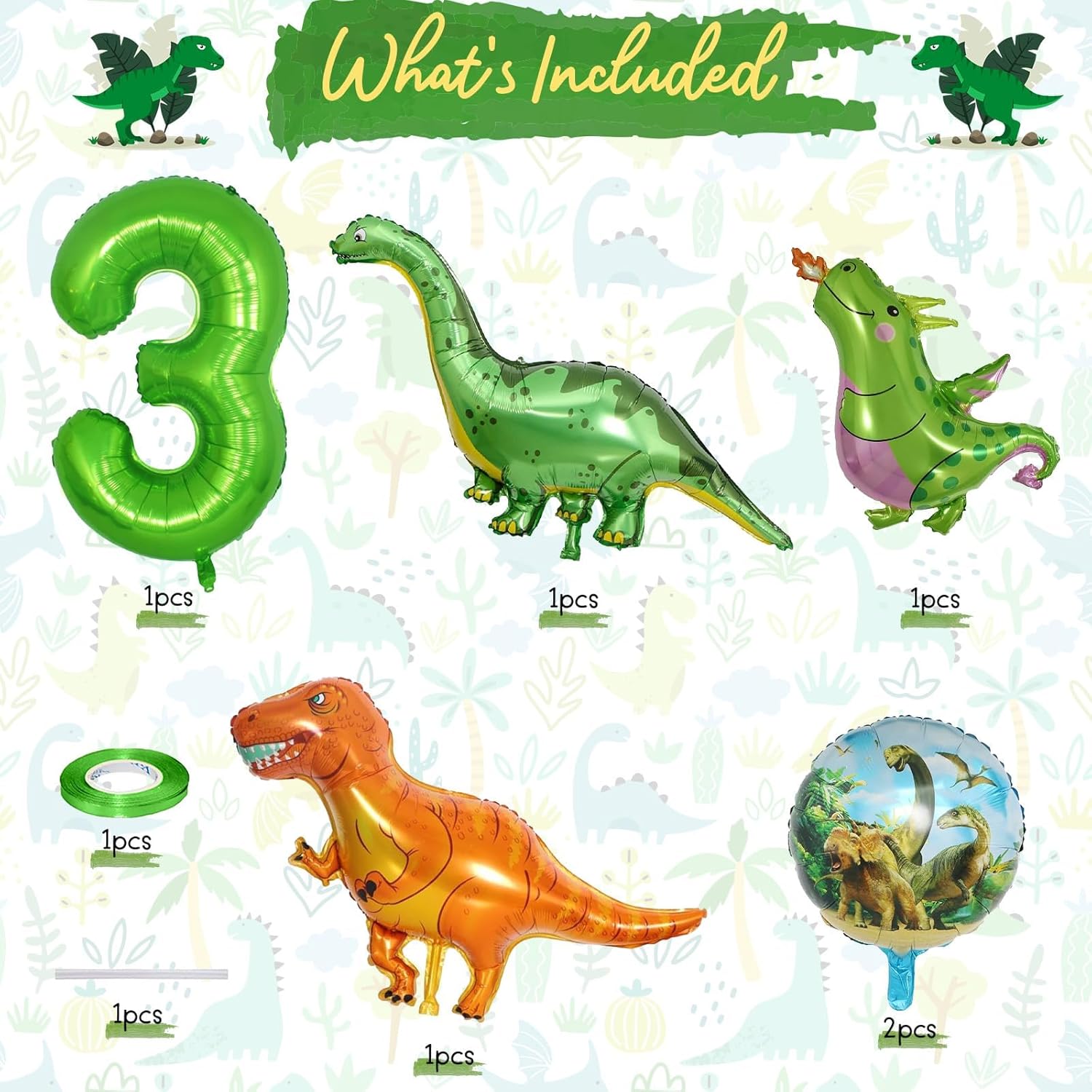 Dinosaur 3rd Birthday Decorations With 40 Inch Balloons