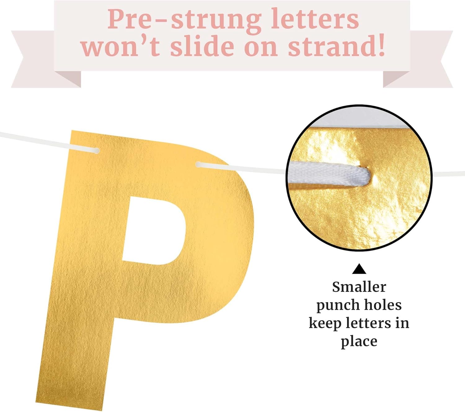 Pre-Strung Im Ready To Party Banner - Gold Metallic