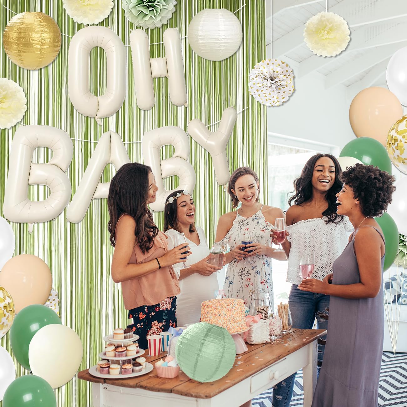 Sage Green Baby Shower Decorations Set