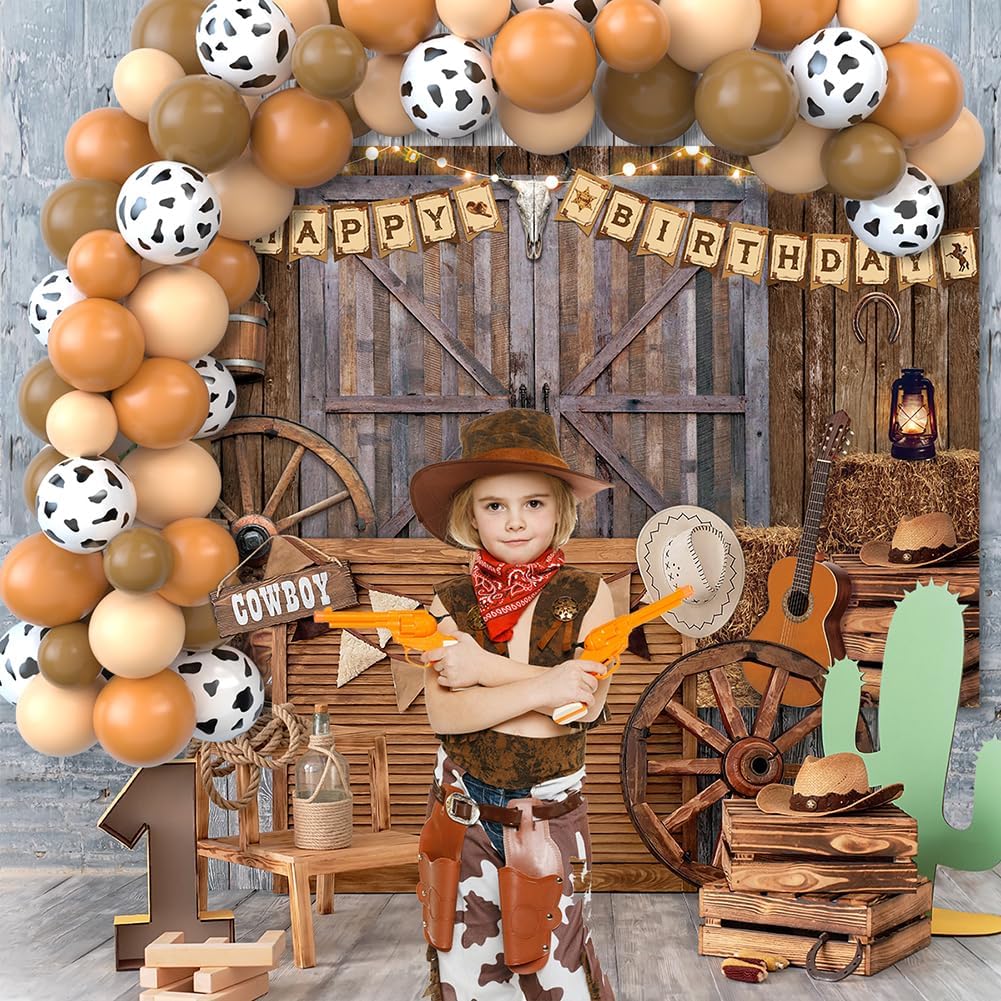 Cowboy Birthday Party Decorations 65Pcs Balloons 1Pcs Backdrop