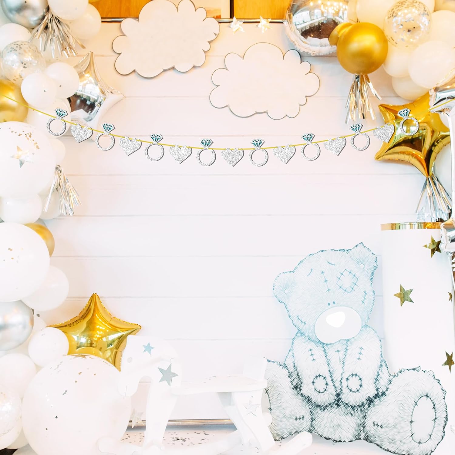 Diamond Ring Wedding Engagement Party Decor Banner