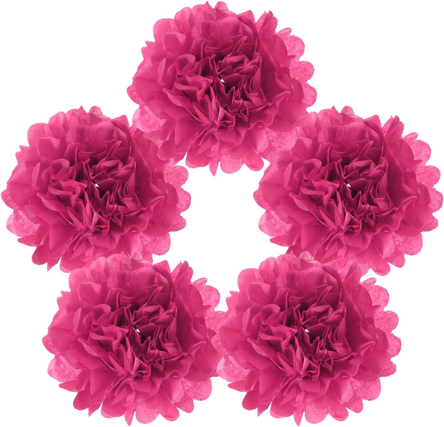 MECCANIXITY 5pcs Paper Pom Poms 6 Inch Rose Red Tissue Flowers