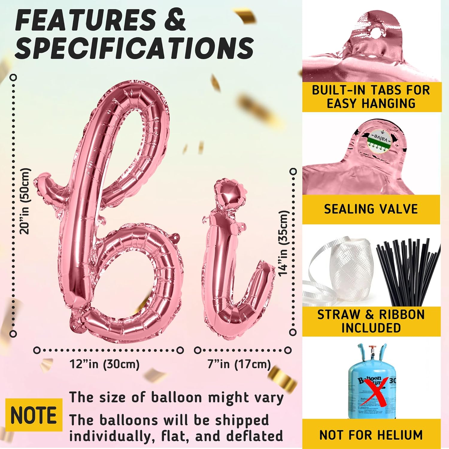 Rose Gold Happy Birthday Balloon Banner Sign
