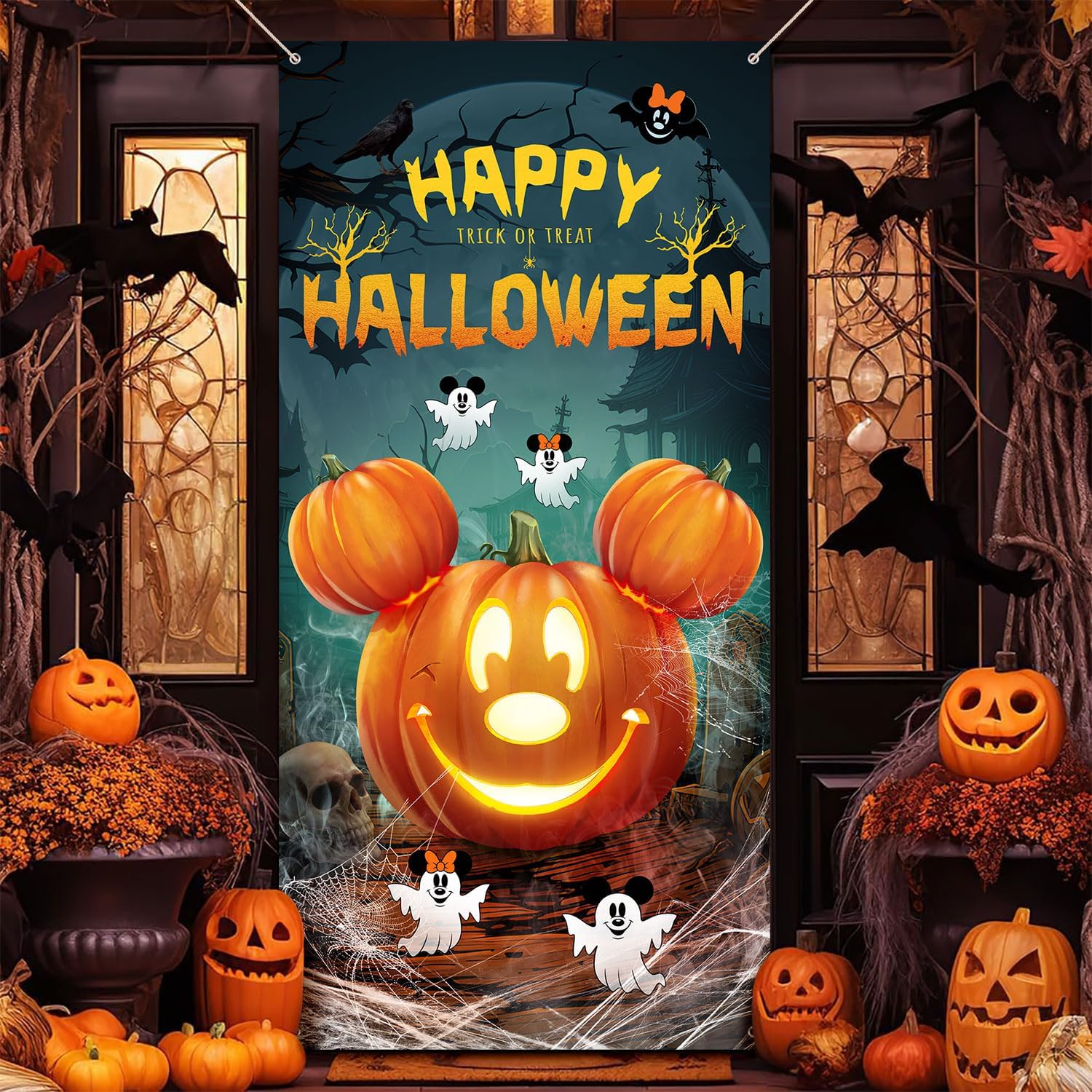 Halloween Mouse Pumpkin Banner - Large Door Cover Decor