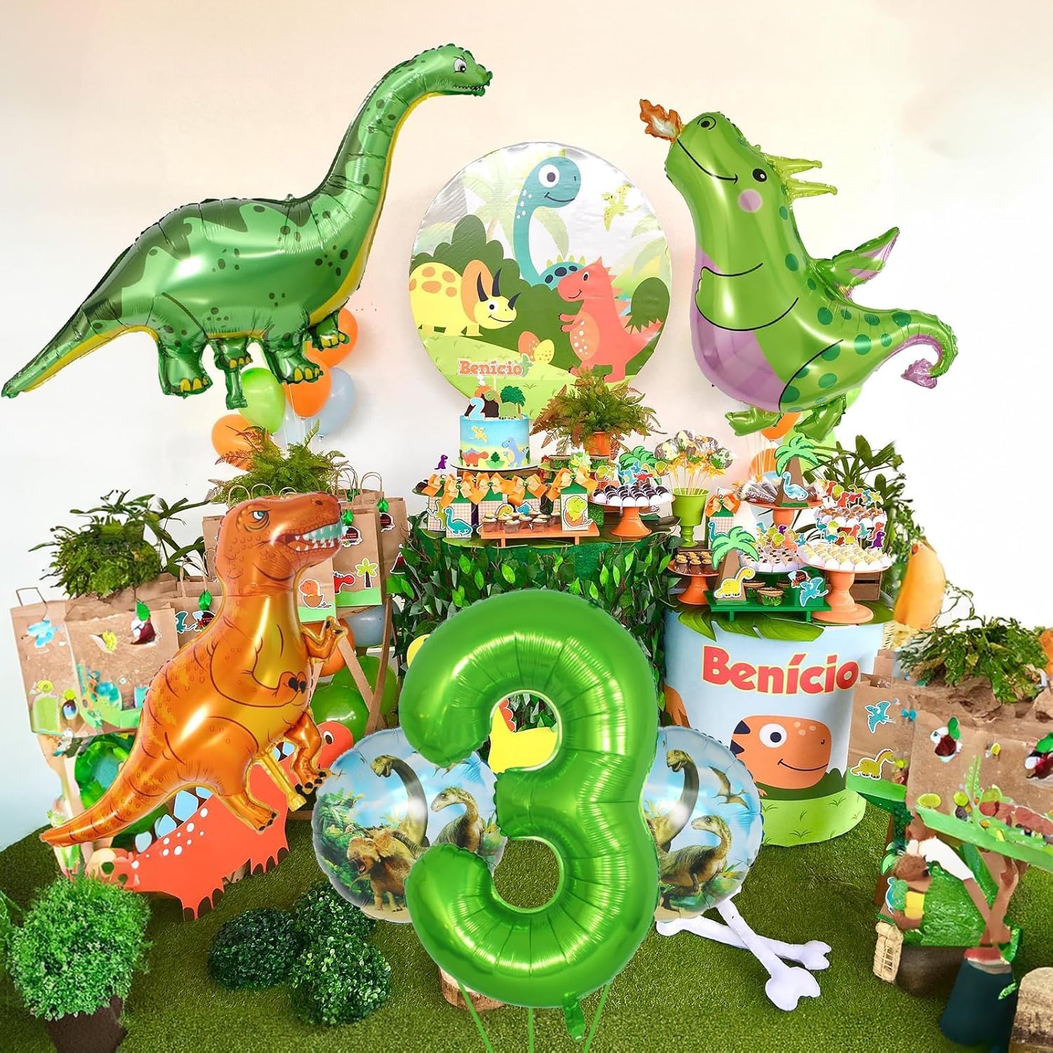 Dinosaur 3rd Birthday Decorations With 40 Inch Balloons